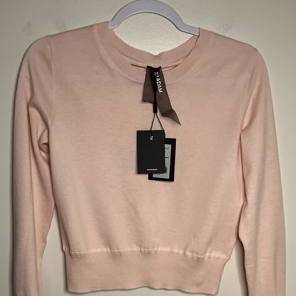 Naadam Crewneck sweater in peach color size S NWT - image 2